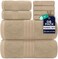 DAN RIVER 8 PC Luxury Bath Towels for Bathroom 2 Bath 2 Hand and 4 Wash Cloths 600 GSM 100 Ring Spun Cotton Towel Set Highly Absorbent Gym Hotel and Spa Tan