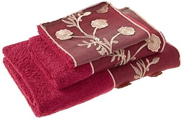 Popular Bath Ombre Rose Design Towel Set 3PC Burgundy