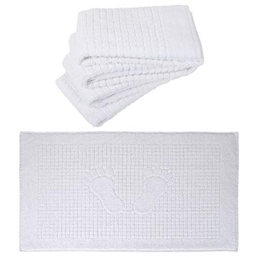 Turkish Home 4 Pack Cotton Bath Mat for Bathroom Floor Towel Turkish Bath Mat Set of 4100 Cotton Reversible Washable Absorbent Feet Towel 18 X 34 Inches White