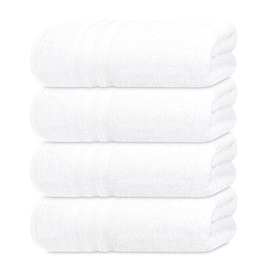 Tens Towels Pack of 4 Soft Bath Towels 100 Cotton 27 x 54 Inches Lightweight QuickDry Ideal for Daily Bathroom Use Practical Comfortable White