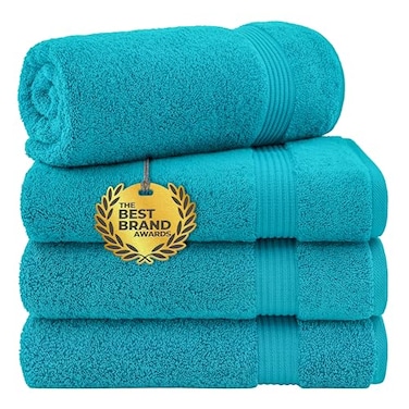 Cotton Paradise 4 Piece Turkish Bath Towels for Bathroom 100 Cotton Extra Large Soft Plush Towels Bathroom Set Aqua Blue