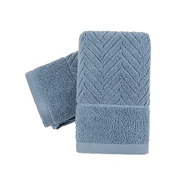 YiLUOMO Blue Hand Towel Set of 2 Super Soft 100 Cotton Striped Pattern Absorbent Lightweight Thin Hand Towel for Bathroom Decorative 13 X 29