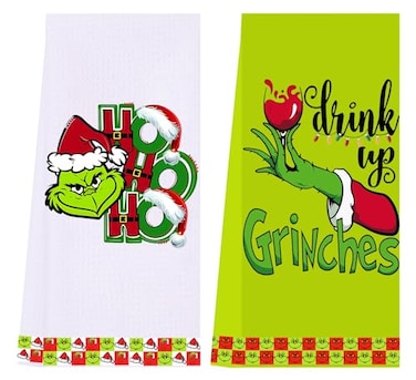 LXOMILL Christmas Grinch Kitchen Towels Grinch Bathroom Hand Towels Grinch Christmas Decorations Grinch Kitchen Towels Grinch Bathroom Decor Housewarming Gift Host Hostess Gift