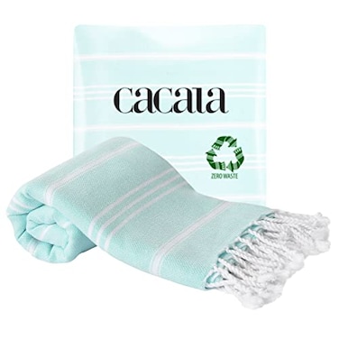 Cacala 100 Turkish Cotton Kitchen Tea Towels Highly Absorbent Luxury Soft Quick Drying Dish Towel with Hanging Loop for Gym Yoga Bath Sports Cleaning and Kitchen 23 x 36 Aquamarine