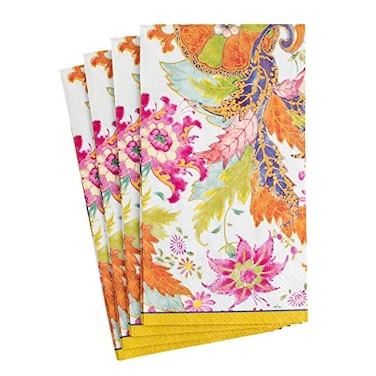 Caspari Tobacco Leaf Ivory Paper Guest Towels Pack of 15