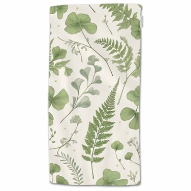 HGOD DESIGNS Green Leaves and Fern Pattern 100 Cotton Soft Bath Hand Towels for Bathroom Kitchen Hotel Spa 15inX30in