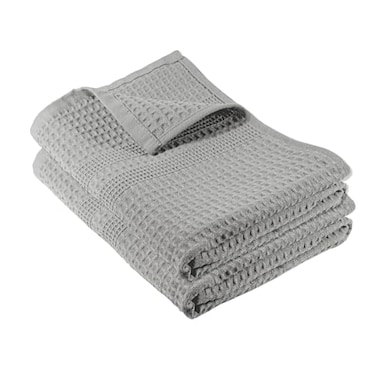 GILDEN TREE Waffle Hand Towels for Bathroom Quick Dry Towel Super Absorbent Thin 100 Cotton Lint Free Hand Towels for Bathroom Set of 2 Classic Style Pewter