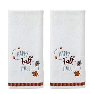SKL Home FallHarvestAutumn Happy Fall Yall Hand Towel Set for BathKitchenBar Gift 16 x 25 White 2 Count