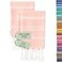 WETCAT Turkish Hand Towels with Hanging Loop Set of 2 20 x 30 100 Turkish Cotton PreWashed Quick Drying for Kitchen or Bathroom Peach