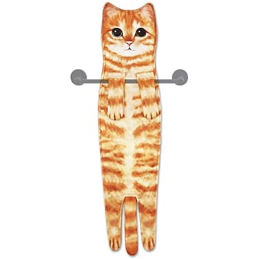Hawgiman Hand Towels for Bathroom KitchenCute Cat QuickDry Hanging Hand Towels Decorative for Bathroom Face TowelsFunny Gifts for Cat Lovers Orange
