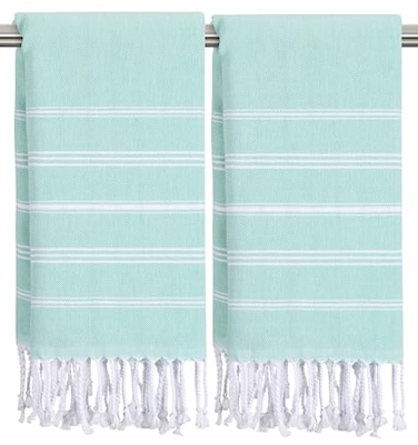 cabanana Hand Towels for Bathroom 2Pack20x30 Inch100 CottonTurkish Bathroom Hand TowelsSuper Absorbent QuickDry Soft for Bath Kitchen Spa Face Hair Dishcloth Aqua