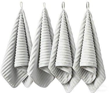 LMMINBZ 4PCS Gray Microfiber Hand Towels for Bathroom Christmas Decorations Quick Dry Small Towel Set for Bathroom Kitchen 14 x296inch