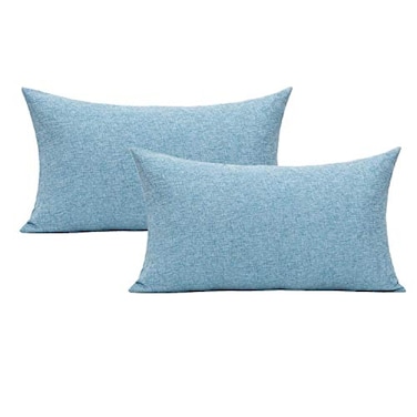 All Smiles Light Blue Decorative Throw Pillow Covers for Outdoor Patio Furnitue Square Solid Accent Cushion Teal Pillowcases for Sunbrella Bench Sofa Couch 18x18