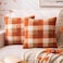 AQOTHES Orange Plaid Fall Throw Pillow Covers 20x20 Inch Set of 2 Boucle Decorative Pillow CoversCozy Fluffy Home Living Room Farmhouse Decor for Sofa Couch Bed