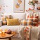 AQOTHES Orange Plaid Fall Throw Pillow Covers 20x20 Inch Set of 2 Boucle Decorative Pillow CoversCozy Fluffy Home Living Room Farmhouse Decor for Sofa Couch Bed