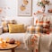 AQOTHES Orange Plaid Fall Throw Pillow Covers 20x20 Inch Set of 2 Boucle Decorative Pillow CoversCozy Fluffy Home Living Room Farmhouse Decor for Sofa Couch Bed