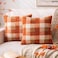 AQOTHES Orange Plaid Fall Throw Pillow Covers 20x20 Inch Set of 2 Boucle Decorative Pillow CoversCozy Fluffy Home Living Room Farmhouse Decor for Sofa Couch Bed