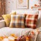 AQOTHES Yellow Plaid Fall Throw Pillow Covers 18x18 Inch Set of 2 Boucle Decorative Pillow CoversCozy Fluffy Home Living Room Farmhouse Decor for Sofa Couch Bed