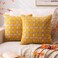 AQOTHES Yellow Plaid Fall Throw Pillow Covers 18x18 Inch Set of 2 Boucle Decorative Pillow CoversCozy Fluffy Home Living Room Farmhouse Decor for Sofa Couch Bed