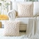 Artscope Pack of 2 Soft Plush Short Wool Velvet Decorative Throw Pillow Covers Luxury Style Cushion Covers European Pillow Shell for Sofa Bedroom Diamond Shape Cream Beige 22x22 Inch