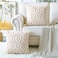 Artscope Pack of 2 Soft Plush Short Wool Velvet Decorative Throw Pillow Covers Luxury Style Cushion Covers European Pillow Shell for Sofa Bedroom Diamond Shape Cream Beige 22x22 Inch