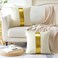 Artscope White Beige Velvet Throw Pillow Covers with Gold Leather Stitching Luxury Modern Minimalist Square Pillowcase Cushion Covers for Bed Couch Sofa 18x18Inch Set of 2