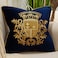 Avigers 20 x 20 Inch Embroidery Velvet Cushion Cover Shield Luxury European Pillow Case Pillowcase Home Decorative for Sofa Chair Bedroom Throw Pillow Navy Blue