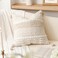 BlissBlush Boho Throw Pillow Cover 20X20 Decorative Accent Pillow for Couch Square Woven Textured Pillowcase Modern Boho Pillow for Bed Bohemian Pillow Cover Cream White Neutral Pack of 1
