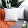 BRAWARM Faux Leather Pillow Covers 18 X 18 Inches White Leather Pillow Covers Pack of 2 Geometric Embroidery Leather Decorative Throw Pillows for Living Room Couch Bed Sofa Home