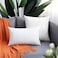 BRAWARM Faux Leather Pillow Covers 18 X 18 Inches White Leather Pillow Covers Pack of 2 Geometric Embroidery Leather Decorative Throw Pillows for Living Room Couch Bed Sofa Home