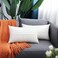 BRAWARM Faux Leather Throw Pillow Covers 12 X 20 Inches White Leather Lumbar Pillow Covers Pack of 2 Hand Stitched Leather Decorative Throw Pillows for Couch Sofa Bed Living Room Home Garden