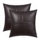 BRAWARM Faux Leather Throw Pillow Covers 16 X 16 Inches Seal Brown Leather Pillow Covers Pack of 2 Hand Stitched Leather Decorative Throw Pillows for Couch Sofa Bed Living Room Home Garden