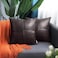 BRAWARM Faux Leather Throw Pillow Covers 16 X 16 Inches Seal Brown Leather Pillow Covers Pack of 2 Hand Stitched Leather Decorative Throw Pillows for Couch Sofa Bed Living Room Home Garden