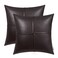 BRAWARM Faux Leather Throw Pillow Covers 16 X 16 Inches Seal Brown Leather Pillow Covers Pack of 2 Hand Stitched Leather Decorative Throw Pillows for Couch Sofa Bed Living Room Home Garden