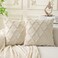 Cozoomy Set of 2 Soft Moroccan Throw Pillow Covers 18x18 Inch Plush Boho Decorative Pillow Cover Accent Cushion Case for Couch Sofa Bed Beige