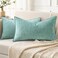 decorUhome Summer Couch Throw Pillow Covers 12x20 Set of 2 Decorative Soft Velvet Modern Cozy Chenille Lumbar Pillow Cases with Elegant Design for Sofa Bed Living Room Home Decor Aqua Haze