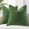 decorUhome Summer Couch Throw Pillow Covers 18x18 Set of 2 Decorative Soft Velvet Modern Cozy Chenille Pillow Cases with Elegant Design for Sofa Bed Living Room Home Decor Moss Green