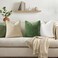 decorUhome Summer Couch Throw Pillow Covers 18x18 Set of 2 Decorative Soft Velvet Modern Cozy Chenille Pillow Cases with Elegant Design for Sofa Bed Living Room Home Decor Moss Green