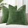 decorUhome Summer Couch Throw Pillow Covers 18x18 Set of 2 Decorative Soft Velvet Modern Cozy Chenille Pillow Cases with Elegant Design for Sofa Bed Living Room Home Decor Moss Green