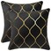 DEZENE 20x20 Inch Gold Velvet Throw Pillow Covers 2 Pack Square Decorative Pillow Cases for Bedroom Sofa Couch Living Room Black