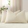 DEZENE Lumbar Pillow Covers 12x20 Cream Pack of 2 Cozy Soft Velvet Rectangular Modern Luxury Decorative Throw Pillow Cases for Sofa Couch Living Room Bed Home Decor