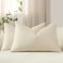 DEZENE Lumbar Pillow Covers 12x20 Cream Pack of 2 Cozy Soft Velvet Rectangular Modern Luxury Decorative Throw Pillow Cases for Sofa Couch Living Room Bed Home Decor