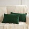 Fancy Homi 2 Packs Boho Dark Green Decorative Throw Pillow Covers 12x20 Inch for Couch Bed Sofa Rustic Modern Farmhouse Home Decor Soft Plush Corduroy Cute Square Cushion Case 30x50 cm