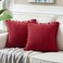 Fancy Homi 2 Packs Burgundy Decorative Throw Pillow Covers 16x16 Inch with Pom poms Christmas Home Decor Soft Corduroy Accent Square Cushion Case for Living Room Couch Bed Sofa 40x40 cm