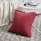 Fancy Homi 2 Packs Burgundy Decorative Throw Pillow Covers 16x16 Inch with Pom poms Christmas Home Decor Soft Corduroy Accent Square Cushion Case for Living Room Couch Bed Sofa 40x40 cm