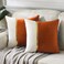 Fancy Homi 2 Packs Fall Decorative Throw Pillow Covers 18x18 Inch for Living Room Couch Bed Brunt Orange and White Velvet Patchwork with Gold Leather Luxury Home Decor Square Cushion Case 45x45 cm