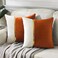 Fancy Homi 2 Packs Fall Decorative Throw Pillow Covers 18x18 Inch for Living Room Couch Bed Brunt Orange and White Velvet Patchwork with Gold Leather Luxury Home Decor Square Cushion Case 45x45 cm