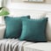 Fancy Homi 2 Packs Teal Decorative Throw Pillow Covers 16x16 Inch with Pompoms for Living Room Couch Bedroom Soft Corduroy Solid Square Cushion Case 40x40 cm Rustic Farmhouse Home Decor