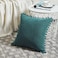 Fancy Homi 2 Packs Teal Decorative Throw Pillow Covers 16x16 Inch with Pompoms for Living Room Couch Bedroom Soft Corduroy Solid Square Cushion Case 40x40 cm Rustic Farmhouse Home Decor