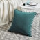 Fancy Homi 2 Packs Teal Decorative Throw Pillow Covers 16x16 Inch with Pompoms for Living Room Couch Bedroom Soft Corduroy Solid Square Cushion Case 40x40 cm Rustic Farmhouse Home Decor
